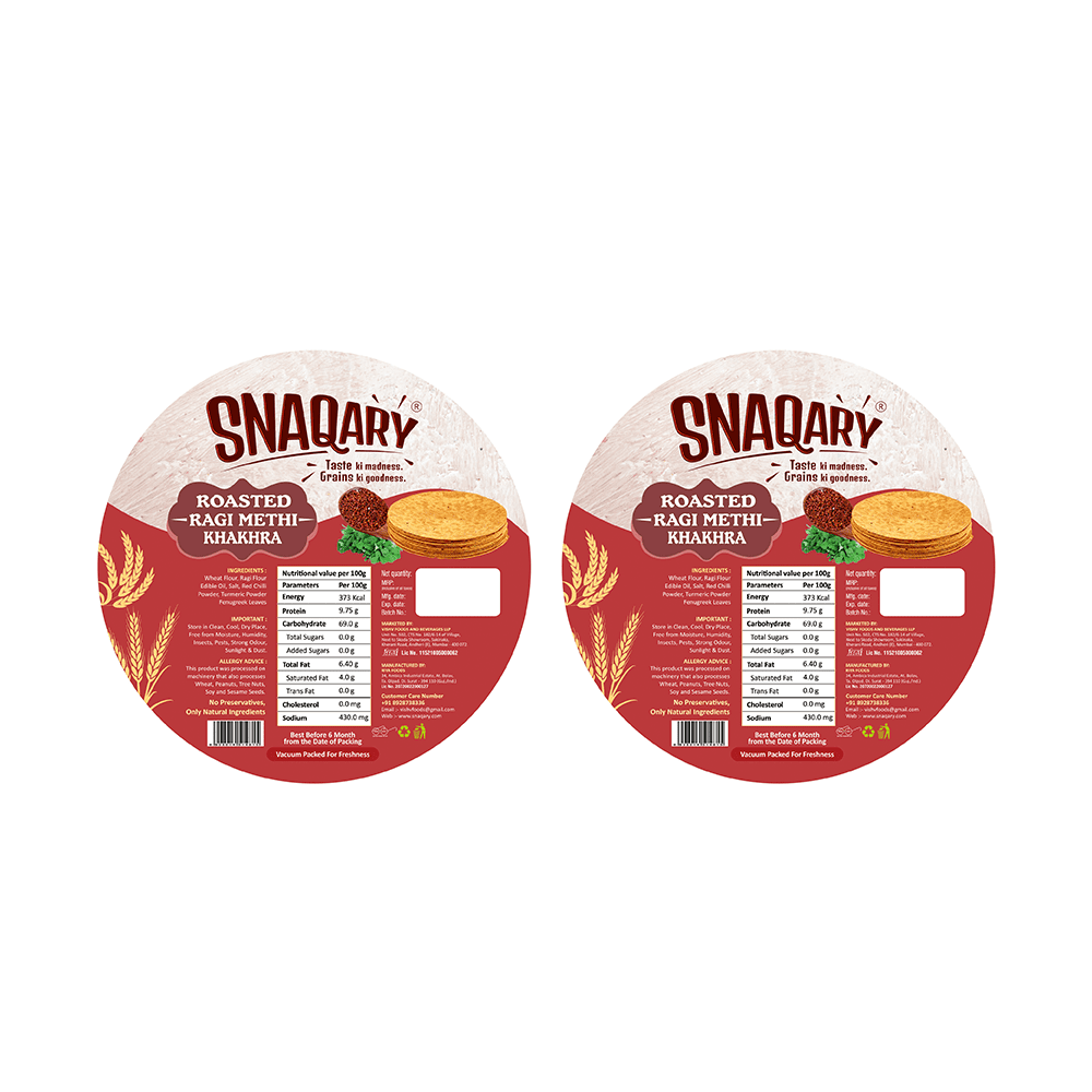 Roasted Ragi Methi Khakhra pack of 2