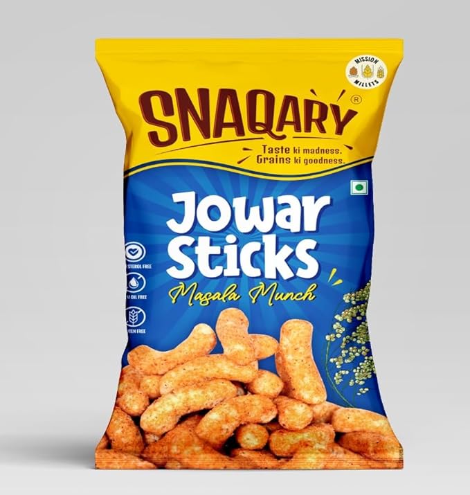 Snaqary Puff Combo Jowar Puff - chaat Masala | Jowar Puff - Masala Munch | Jawar Rings | Jawar Sticks (4packs 70g Each)